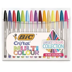 Bic - Cristal Multicolour, Set di 15 penne a sfera