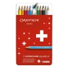 Caran D'Ache - Swisscolor, Set di matite colorate acquerellabili in astuccio di metallo