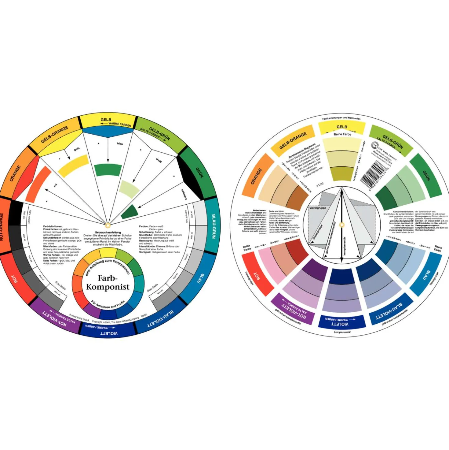 Cerchio cromatico Color Wheel, in tedesco