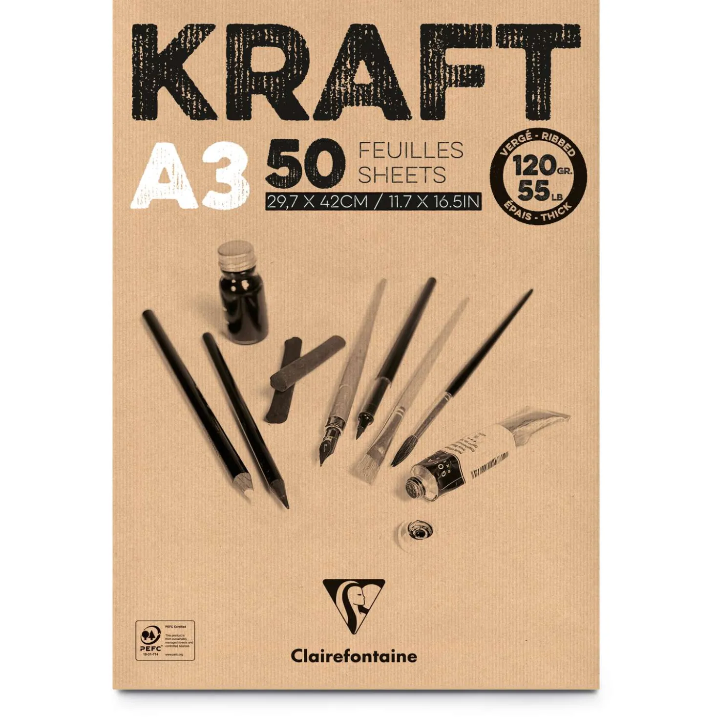Clairefontaine - Blocco carta kraft, 120 g/mq