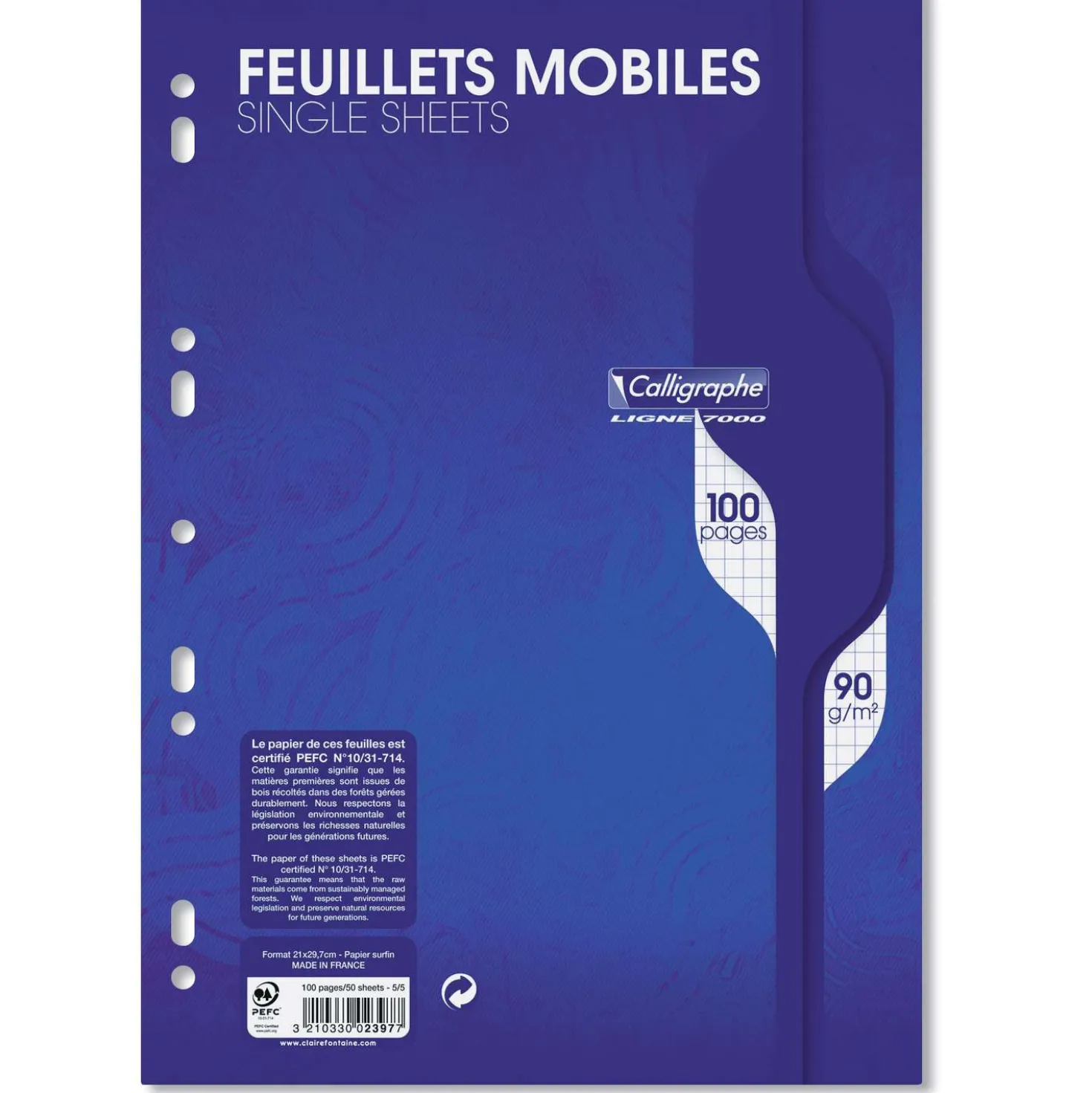 Clairefontaine calligrafia 7000, fogli da inserire in un quaderno ad anelli