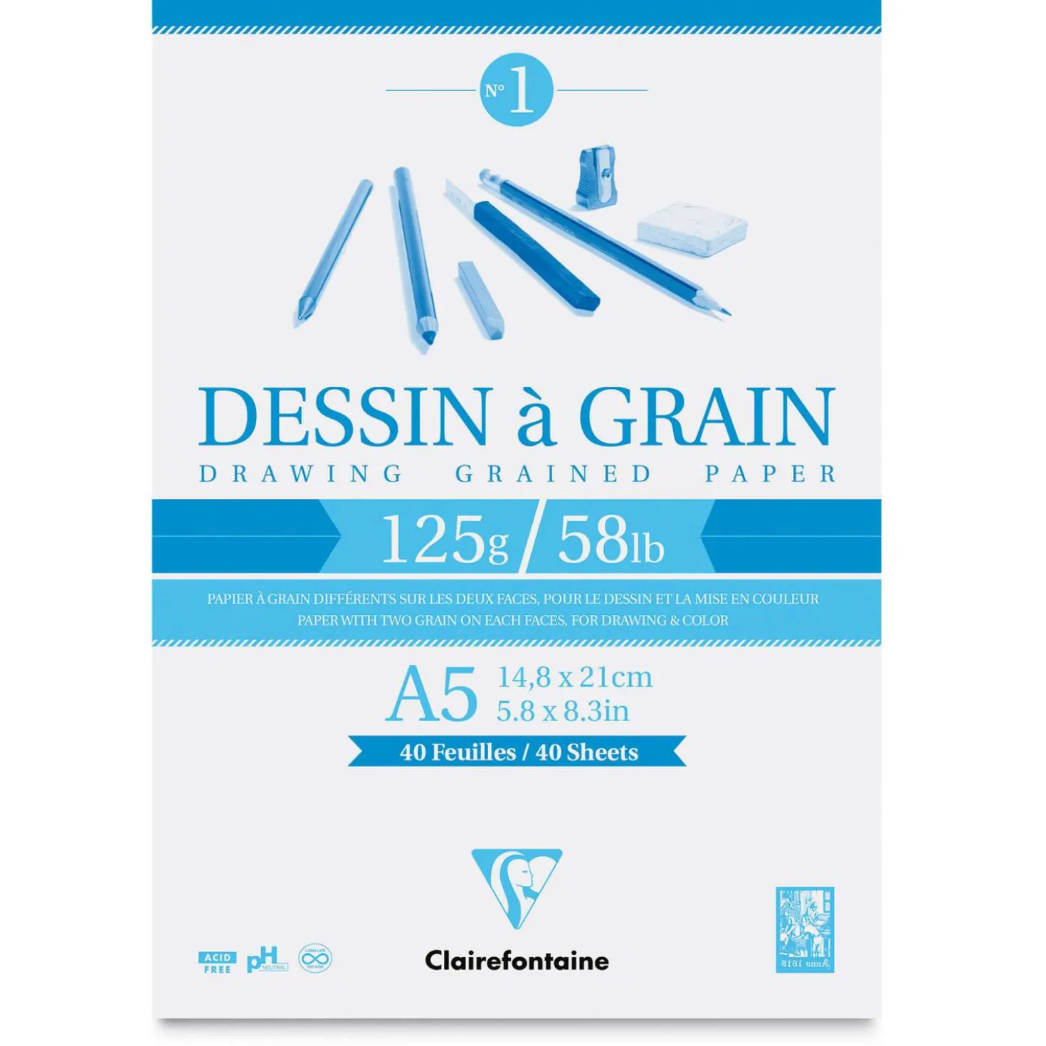 Clairefontaine - Dessin à Grain, Blocco da disegno