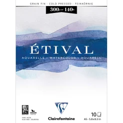 Clairefontaine Etival - blocco per acquerello collato in testa, grana fina 300 g/m²
