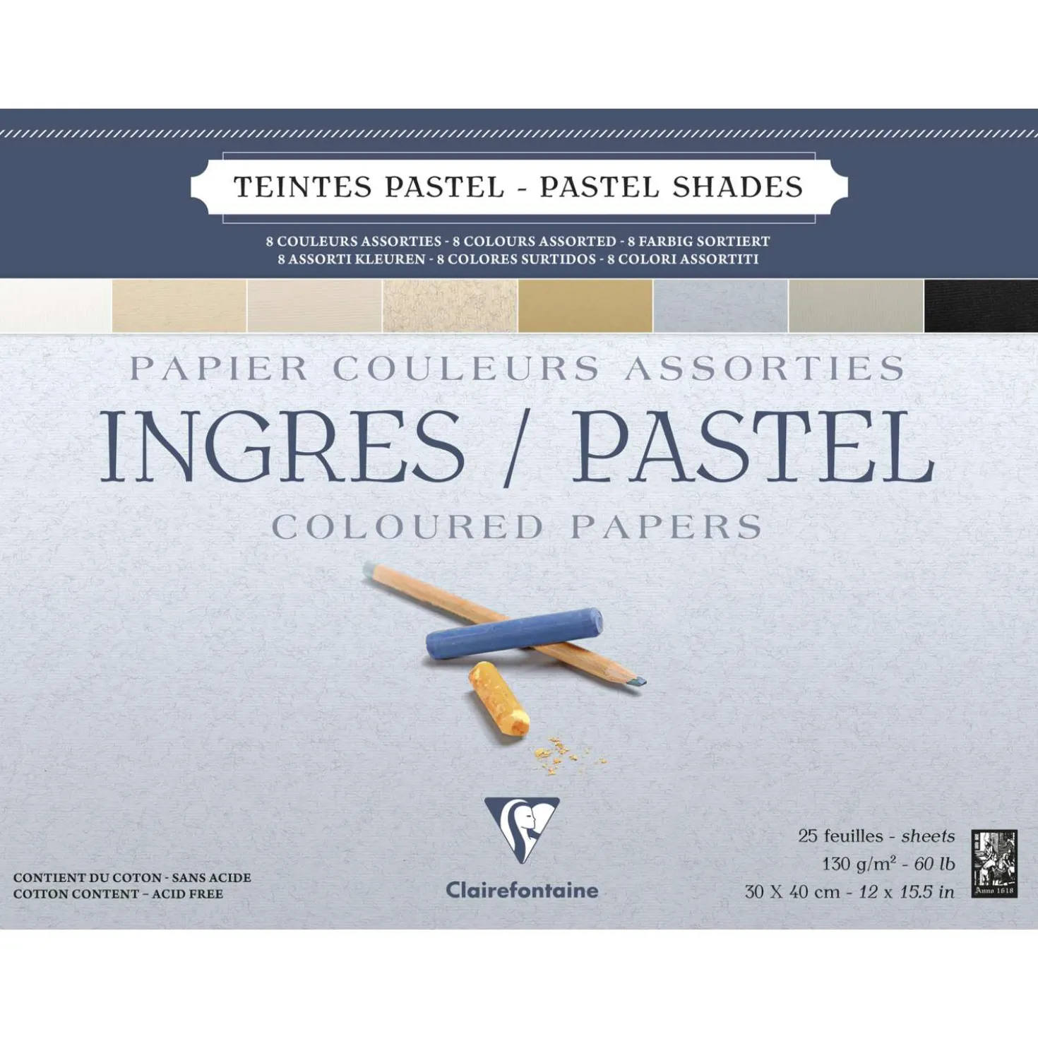 Clairefontaine - Ingres Pastel, blocco per pastello colorato tinte pastello