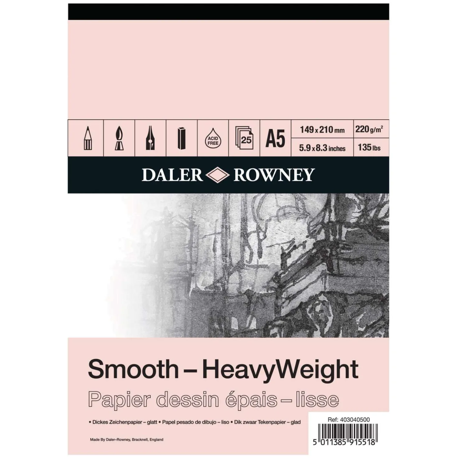 Daler-Rowney Blocco da disegno, carta da disegno pesante