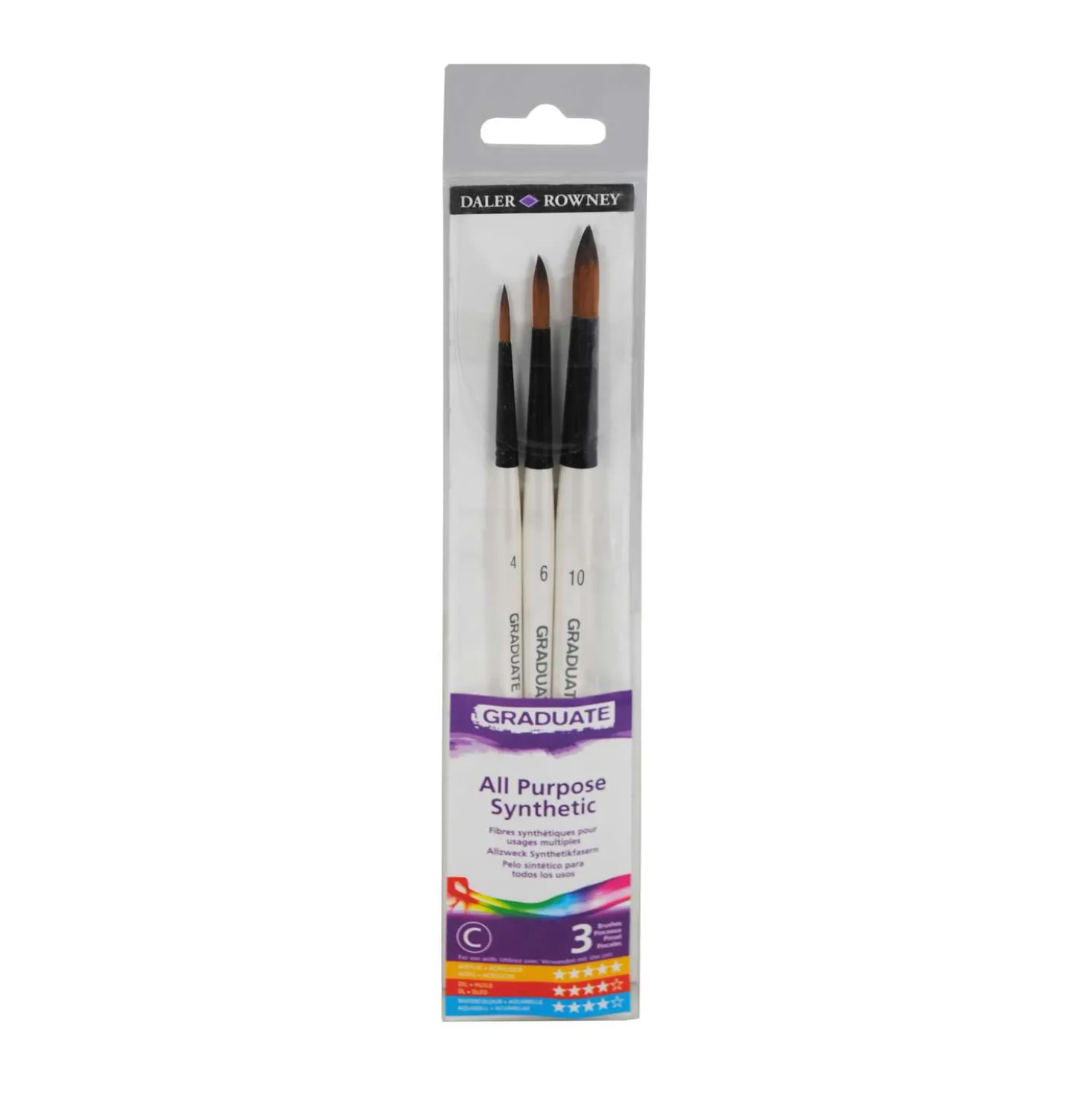 Daler-Rowney - Graduate, fibra sintetica, tondo, set
