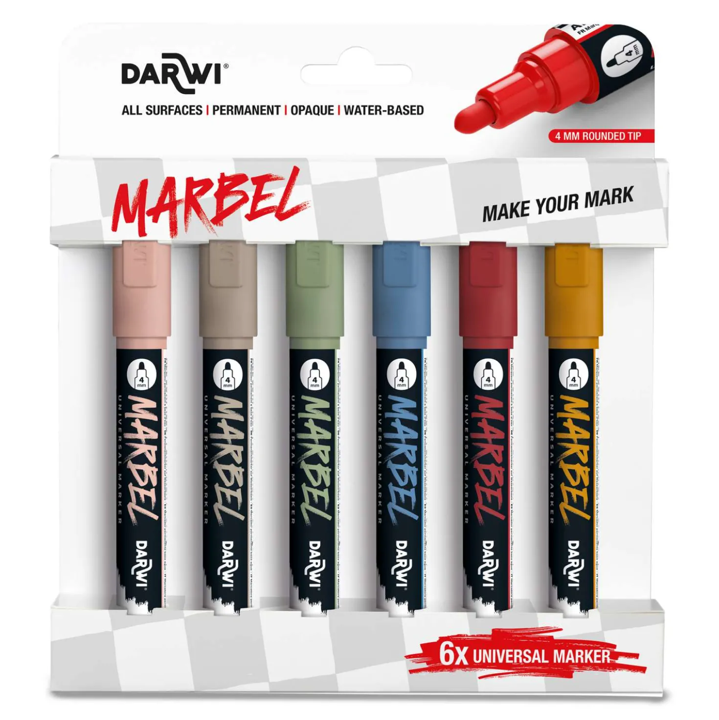 Darwi - Marbel, Marker universali, Set da 6