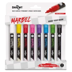Darwi - Marbel, Marker universali, Set da 8 con punta 2 mm