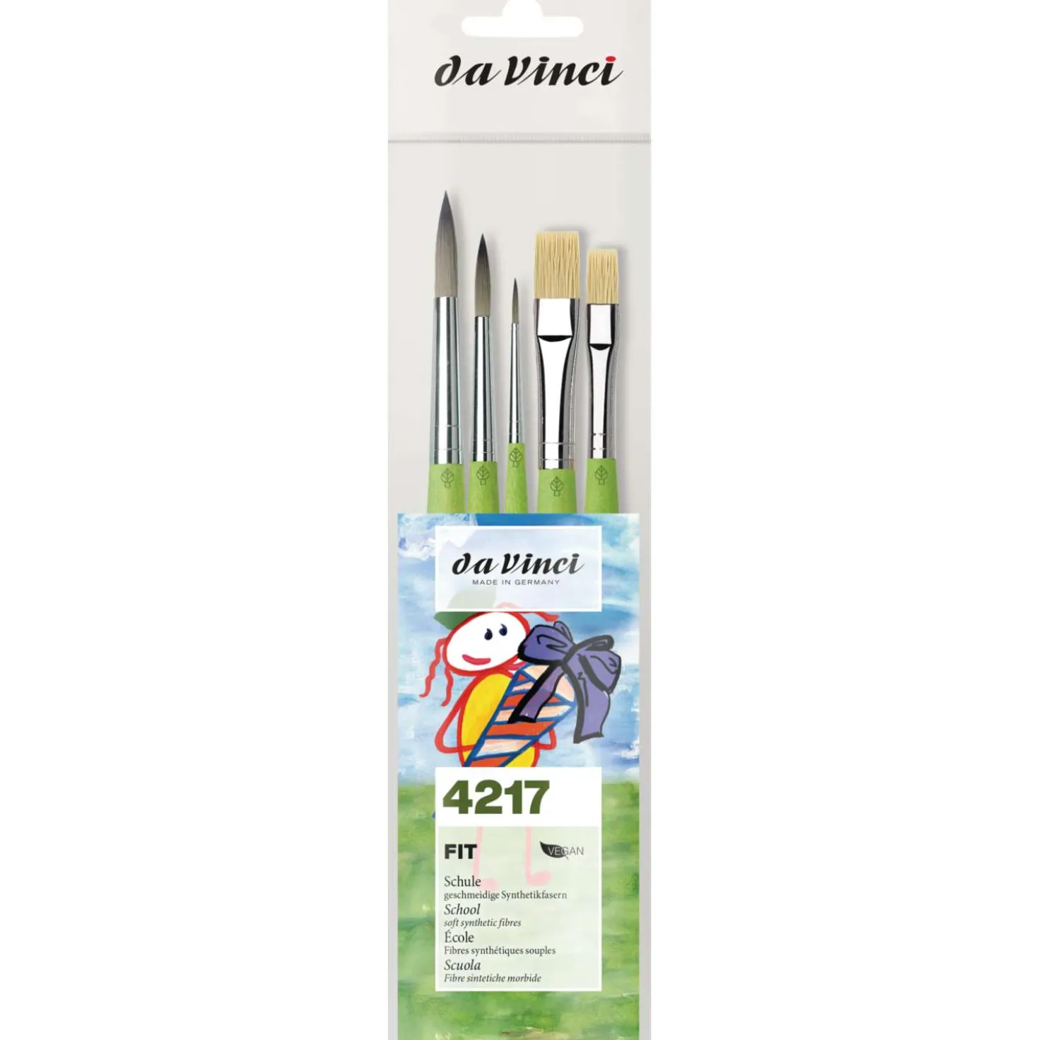 Da Vinci - Serie 4217, Fit Synthetics e Synthetics Bristle, Set per la scuola