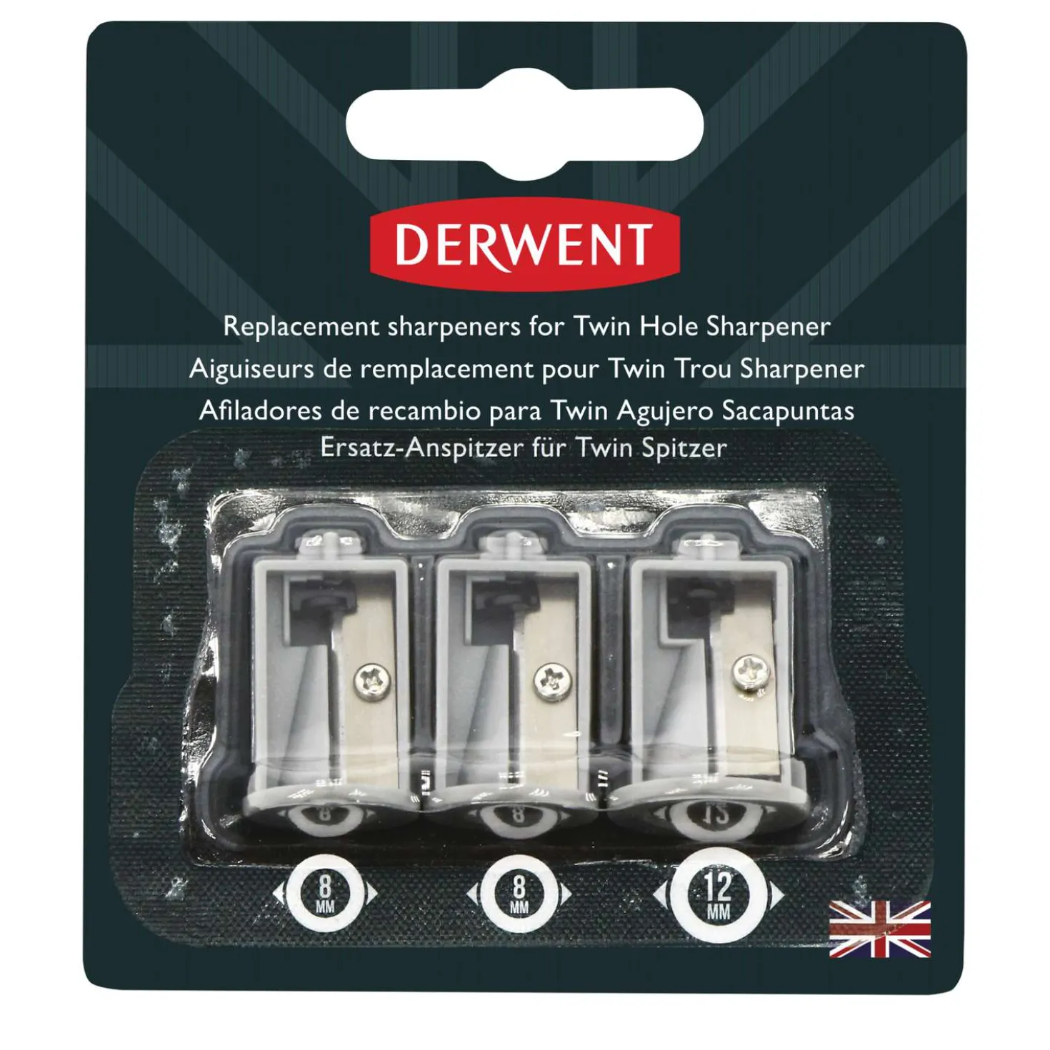 Derwent - Lame di ricambio per temperino doppio, 3 pezzi