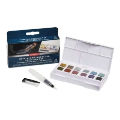 Derwent - Metallic watercolour, Set di 12 mezzi godet