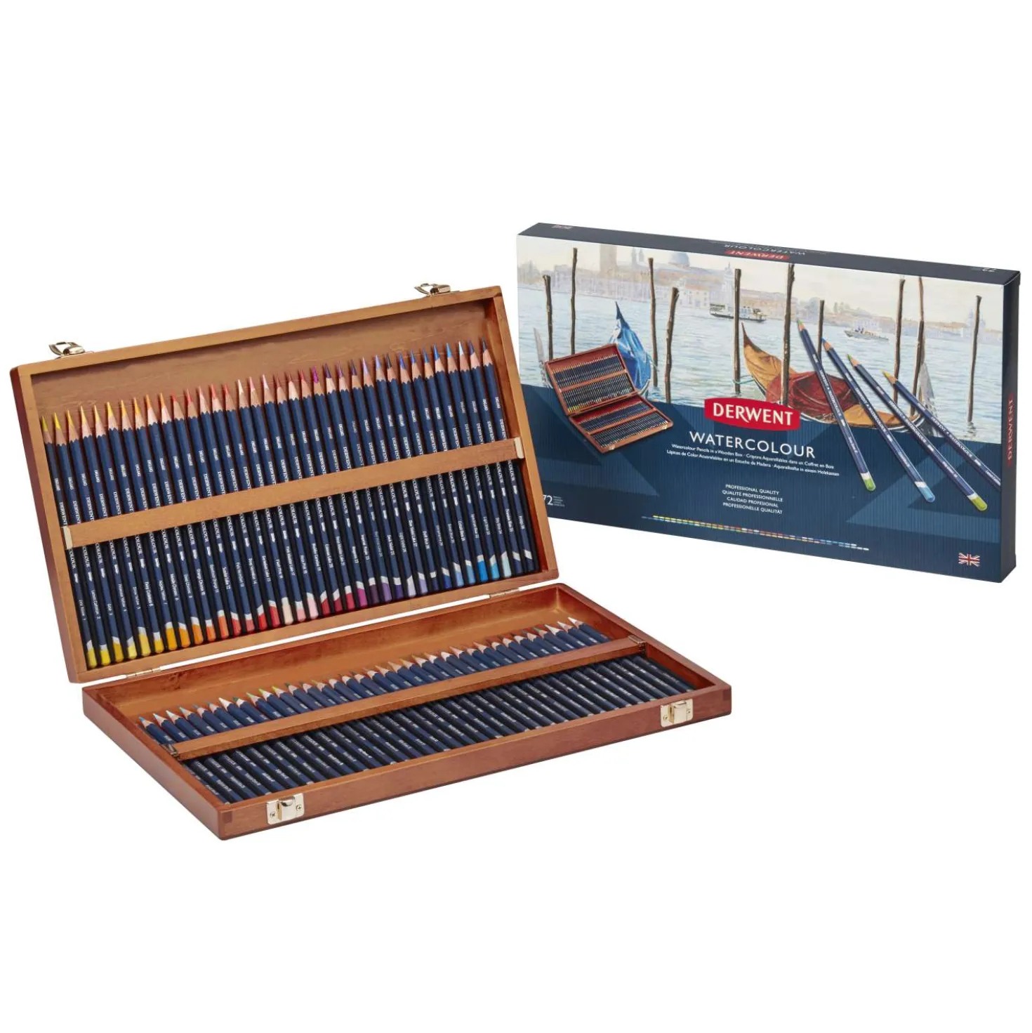 Derwent - Watercolour, Confezione in legno con 72 matite acquerellabili