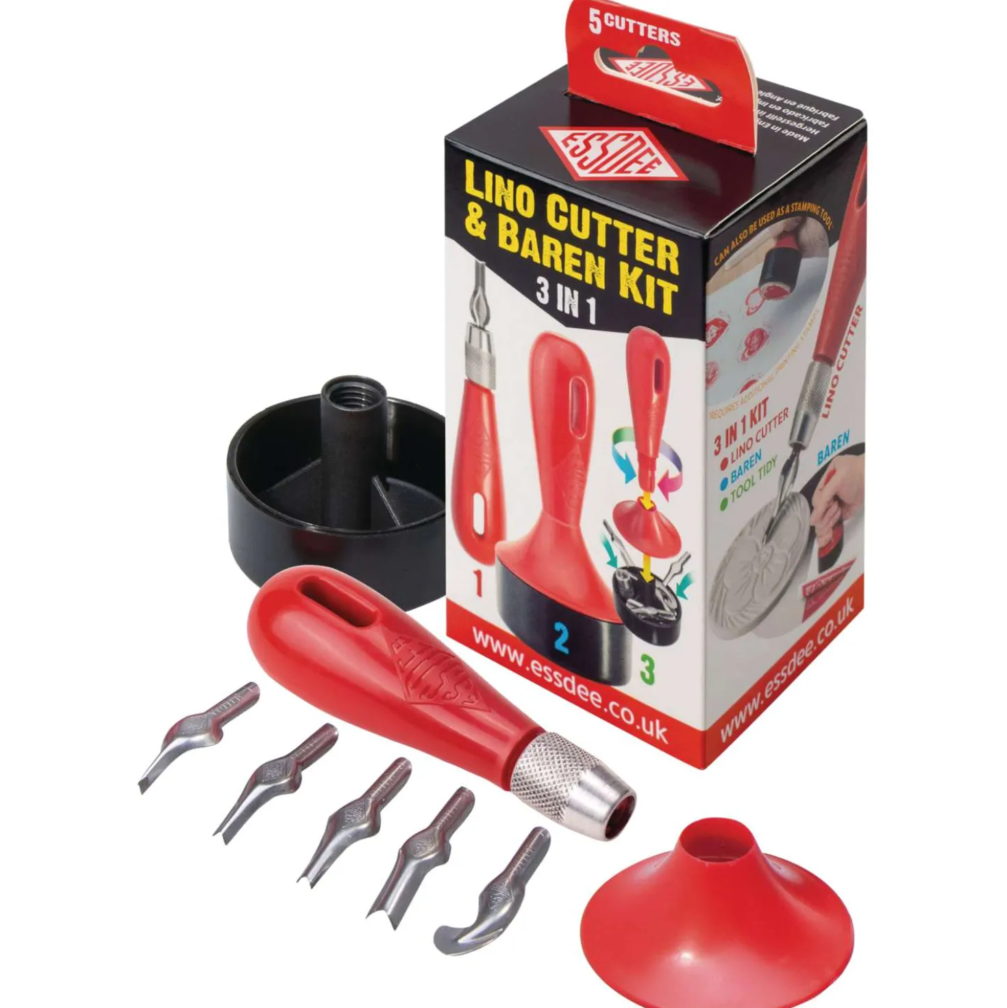 Essdee - Set per l'intaglio del linoleum 3 in 1