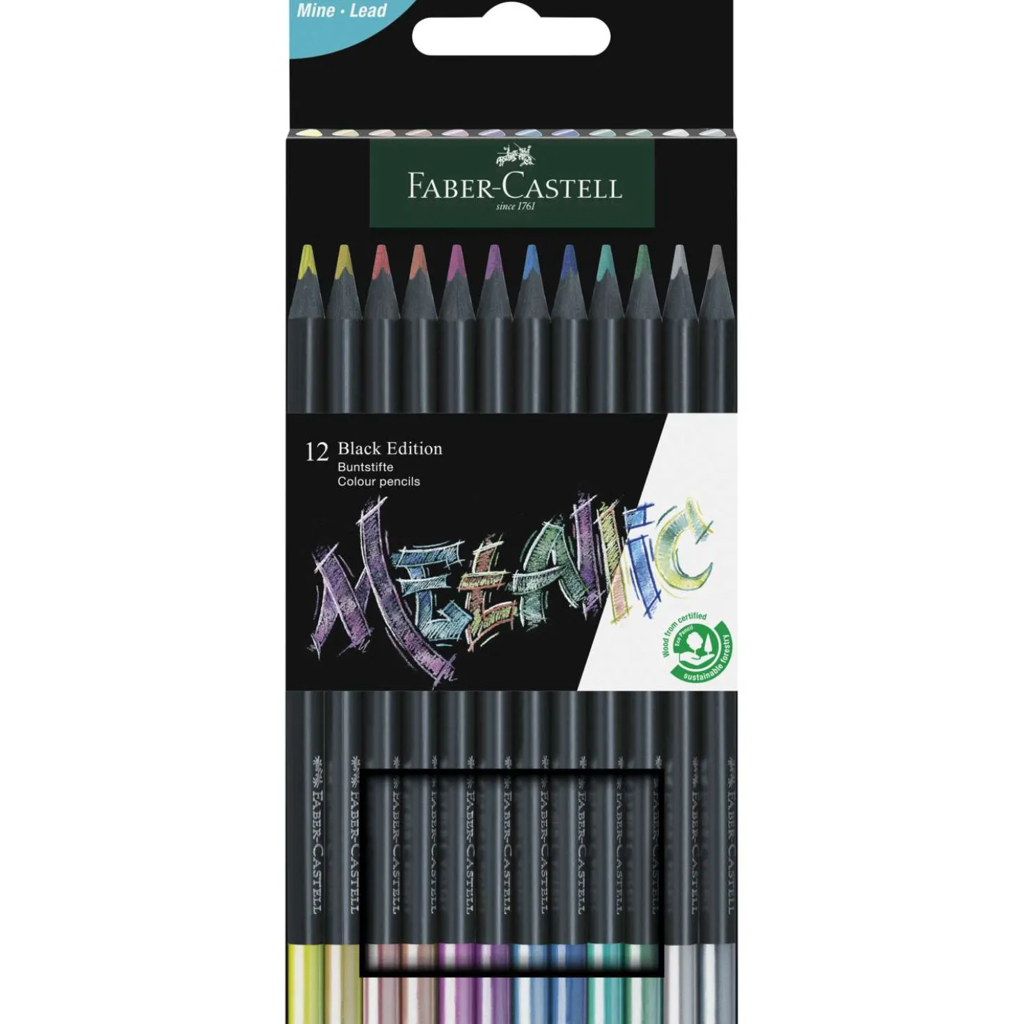 Faber-Castell - Black Edition Metallic, Set di matite colorate metallizzate