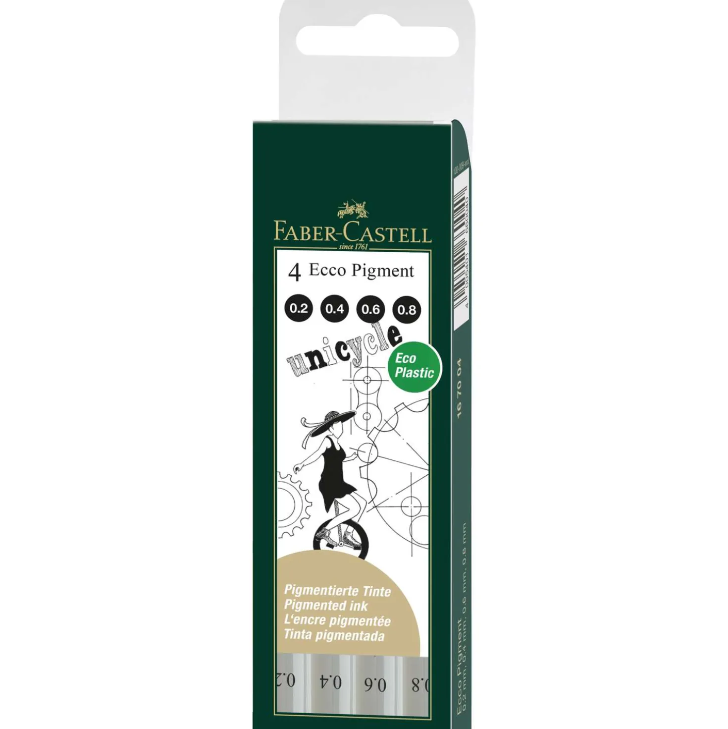 Faber-Castell - Ecco Pigment Unicycle, set da 4