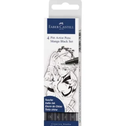 Faber-Castell Pitt artist pen Manga Black, astuccio da 4