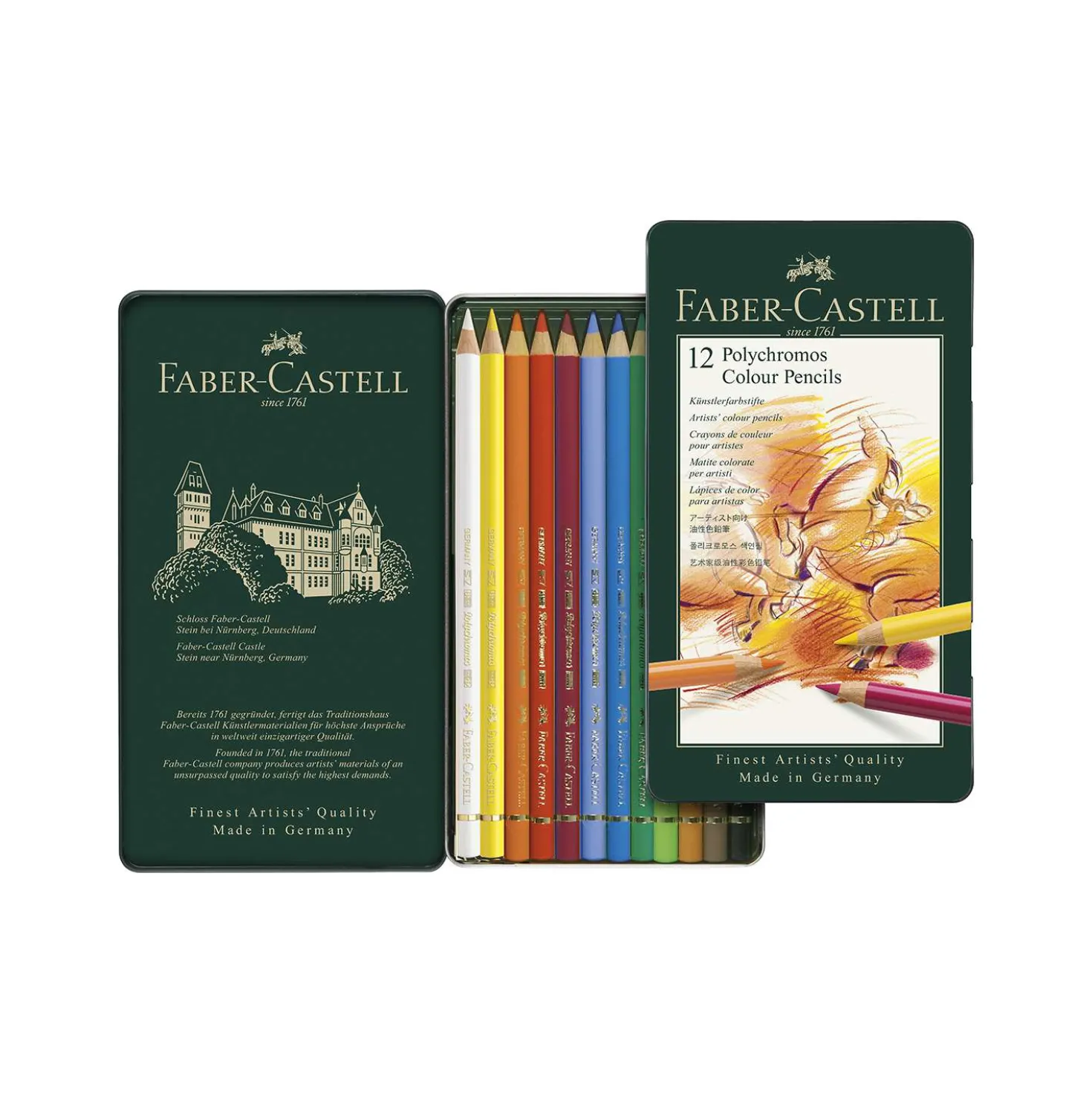 Faber-Castell - Polychromos, Set di matite colorate in astuccio di metallo