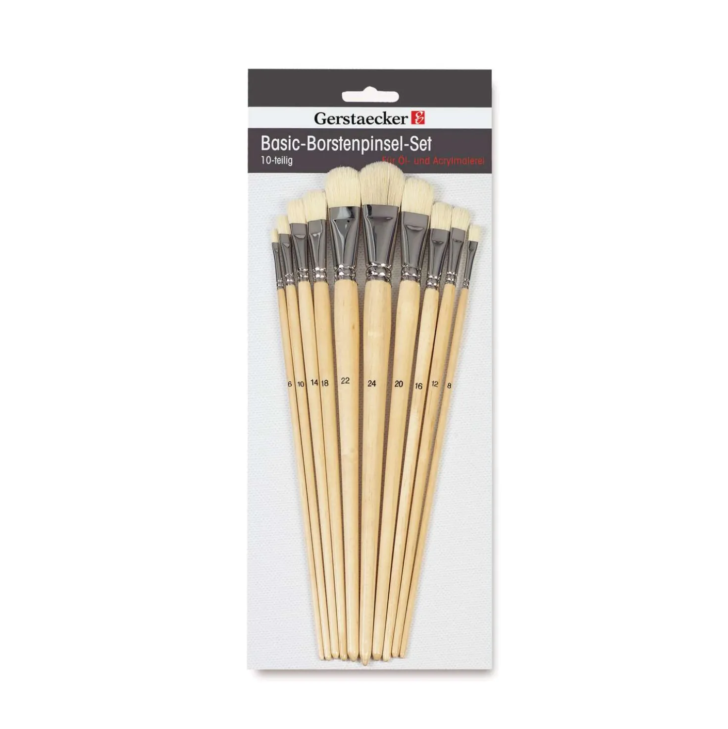 Gerstaecker - Set da 10 pennelli in setola, a lingua di gatto