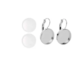 Glorex - Orecchini tondi con chiusura a clip, color argento