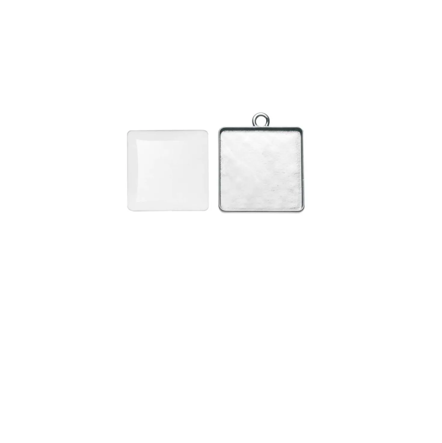 Glorex - Portachiavi cabochon quadrato, colore argento