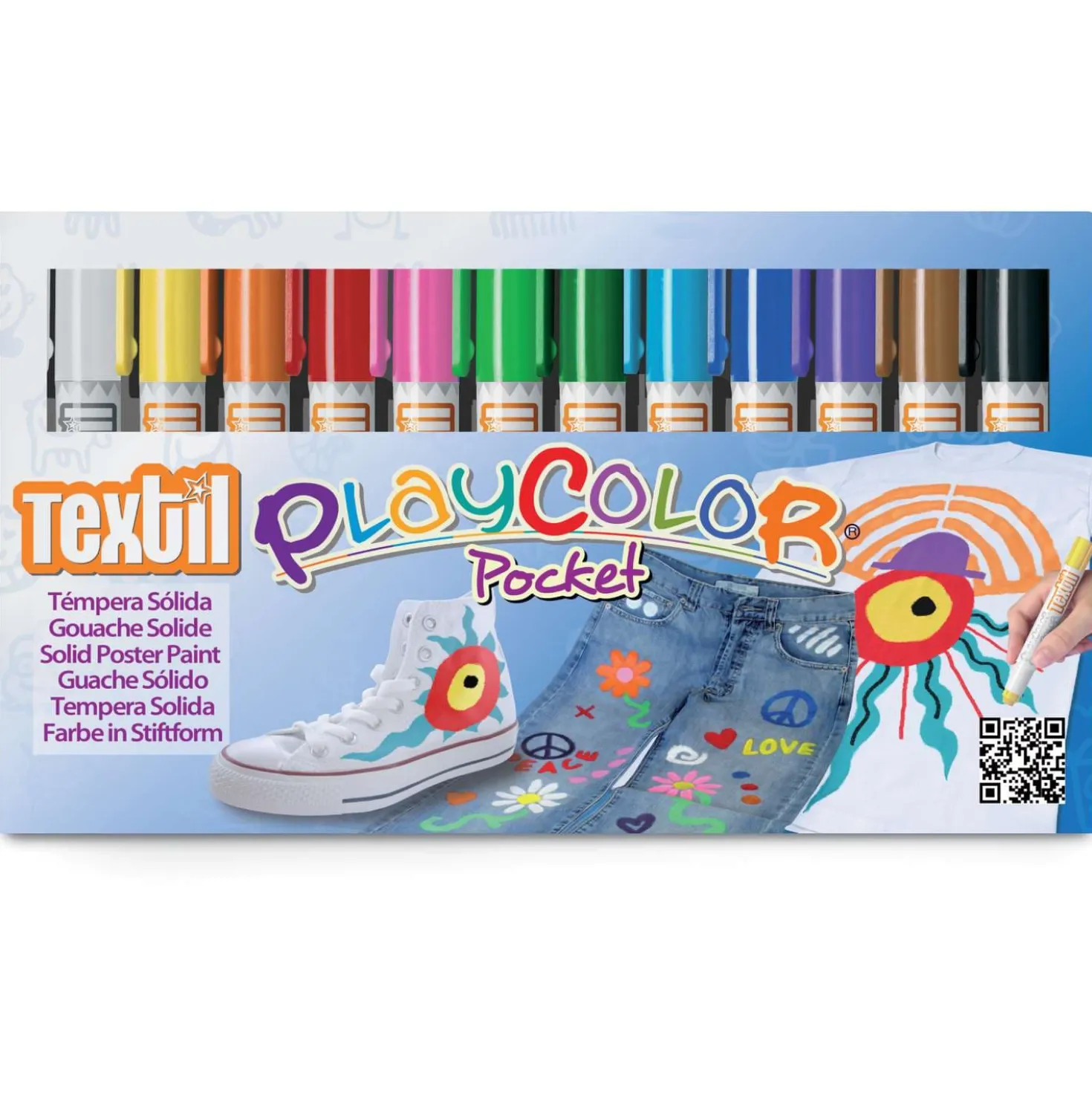 Instant - Playcolor Pocket, Set di tempera solida per tessuti