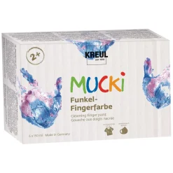 Kreul - Mucki, Set da 6 colori a dita scintillanti