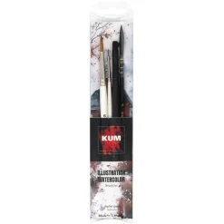 Kum - Illustration Aquarell, Set di 4 pennelli