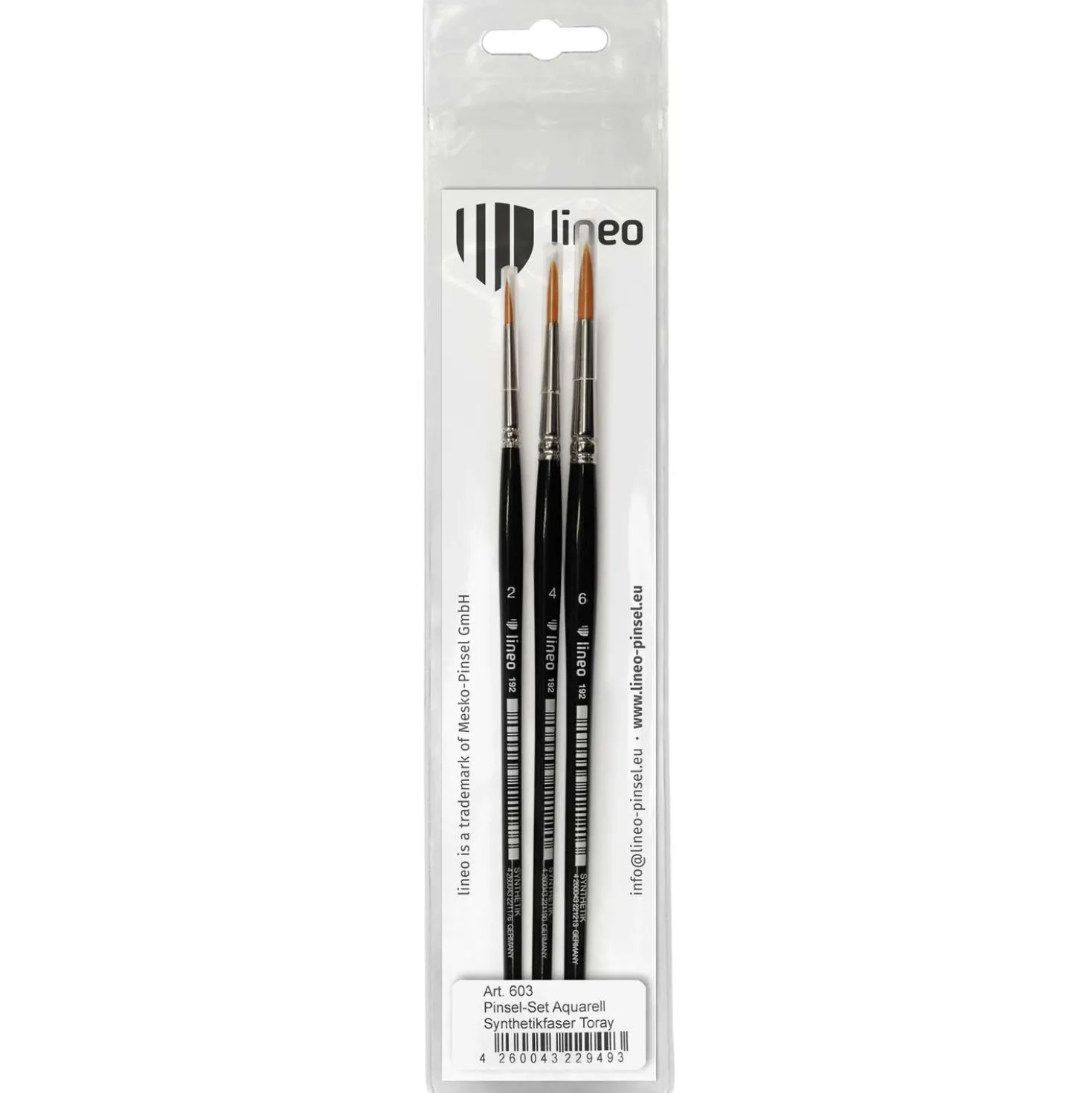 Lineo - Serie 192, Set di pennelli in fibre sintetiche Toray