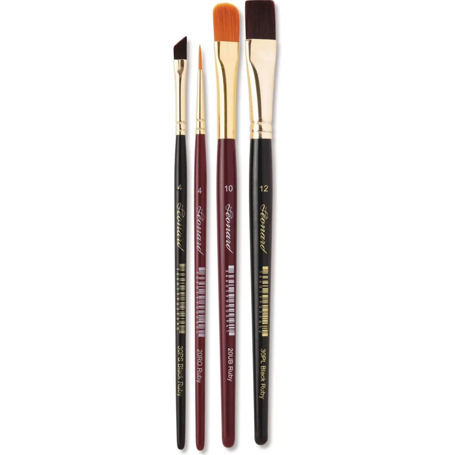 Léonard - Ruby & Black Ruby, Set di 4 pennelli universali vegani