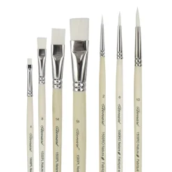 Léonard - Serie 1500, Nature, Set di 7 pennelli per olio e acrilico in fibra di canna da zucchero