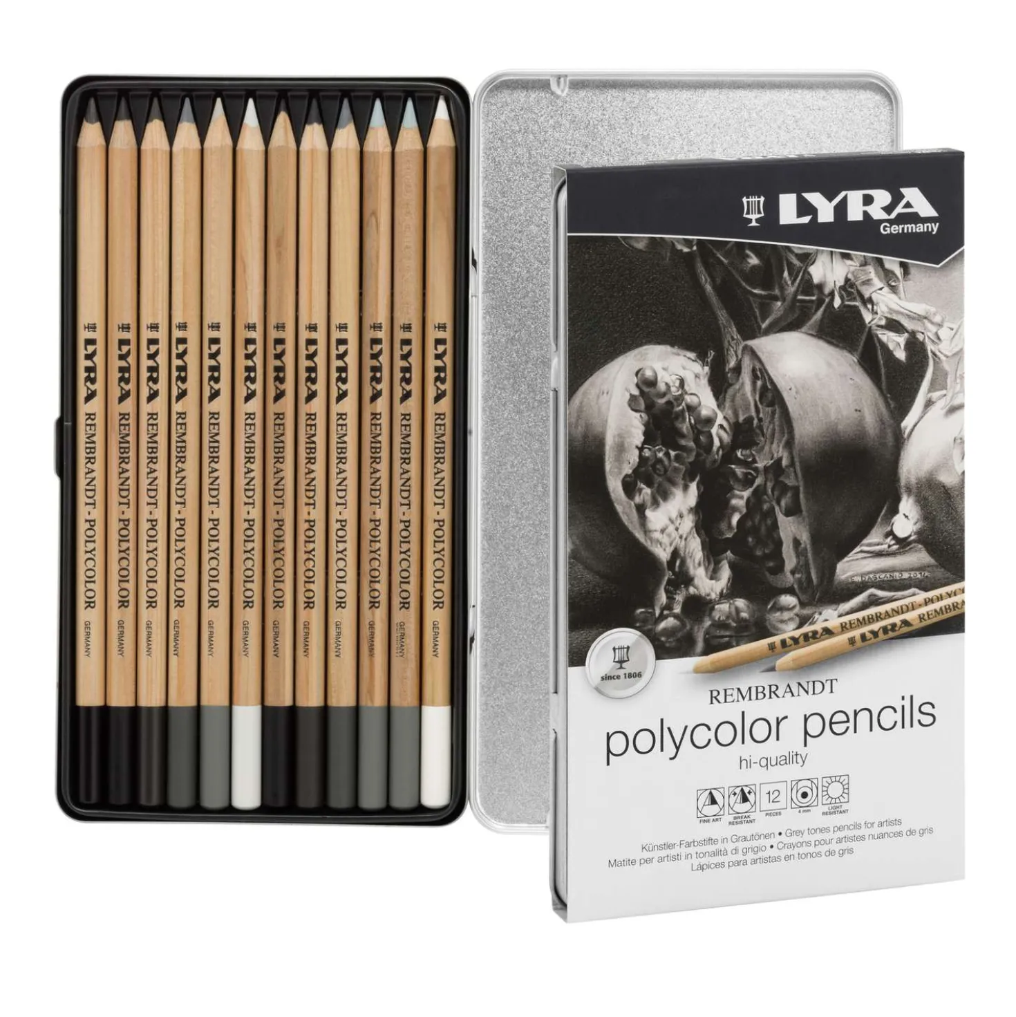 Lyra - Rembrandt, Polycolor, Set di matite in tonalità di grigio
