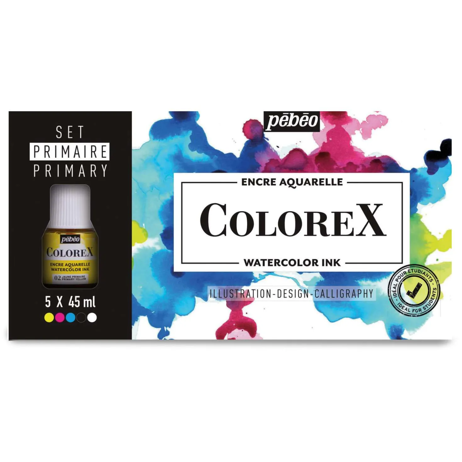 Pébéo - Colorex, Set di inchiostri acquerellabili, colori primari