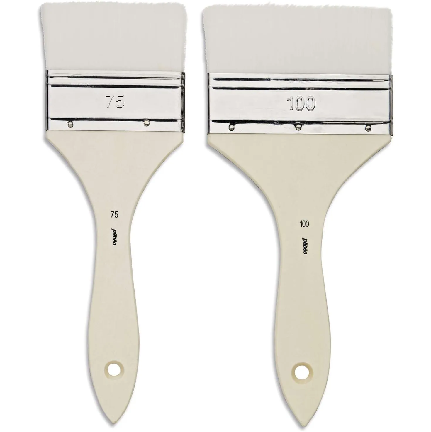 Pébéo - Set da 2 pennelli per gesso e vernice, fibra sintetica bianca