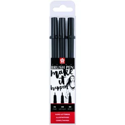 Sakura - Pigma Brush Pen, Set di 3 penne a pennello nere