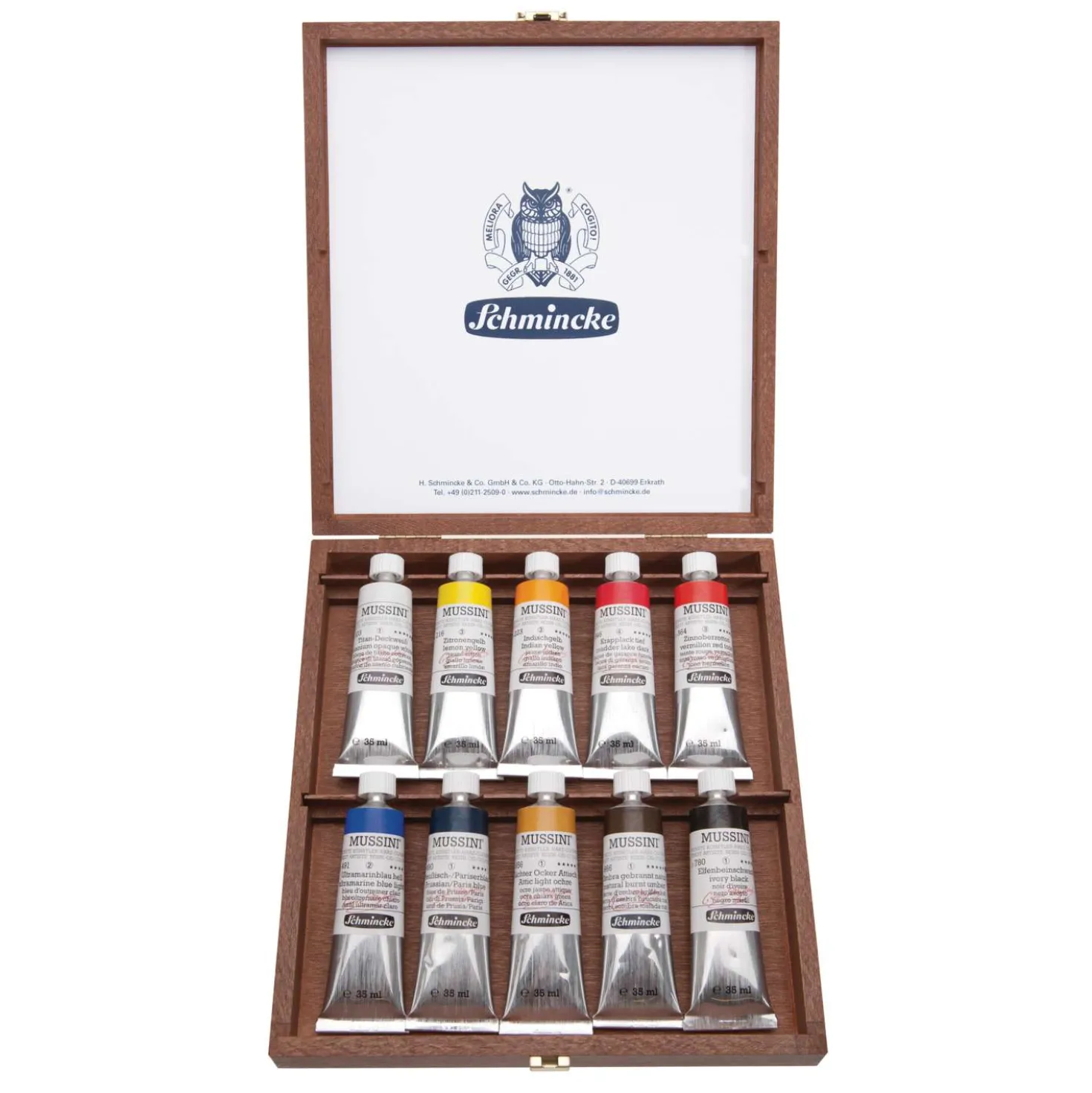 Schmincke - Mussini, Set di 10 colori a olio in valigetta di legno