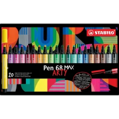 Stabilo - Arty Pen 68 MAX, Set da 20 pennarelli in scatola di metallo