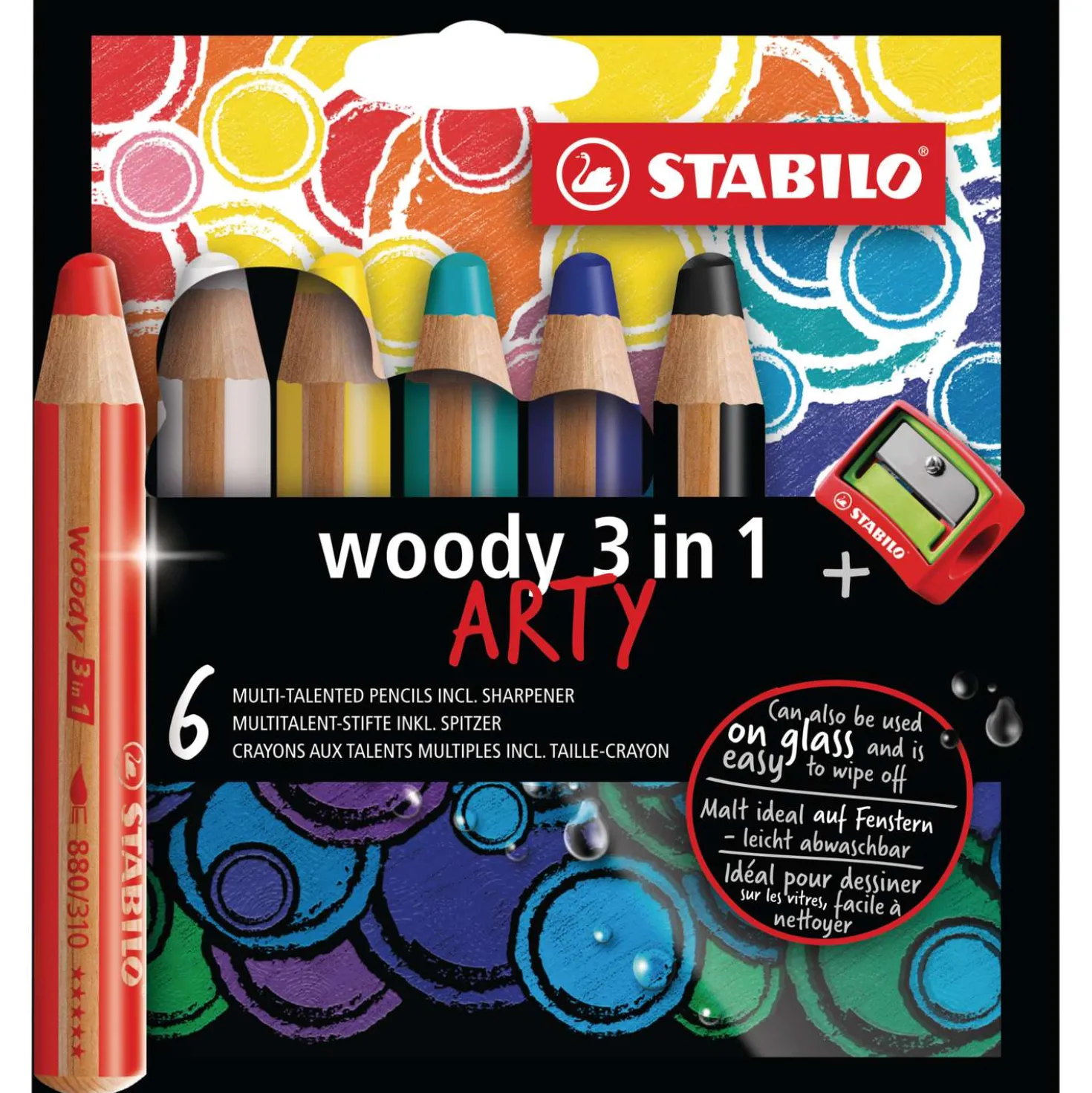 Stabilo - Arty, set di matite Woody 3 in 1 con temperamatite