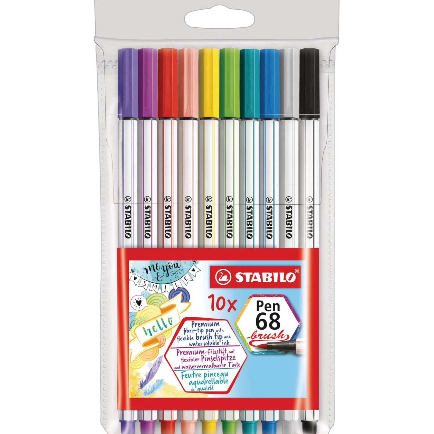 Stabilo - Pen 68 Brush, Set in scatola di plastica