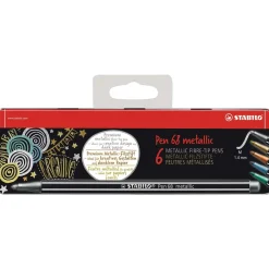 Stabilo - Pen 68 metallic, Set da 6 in astuccio di metallo