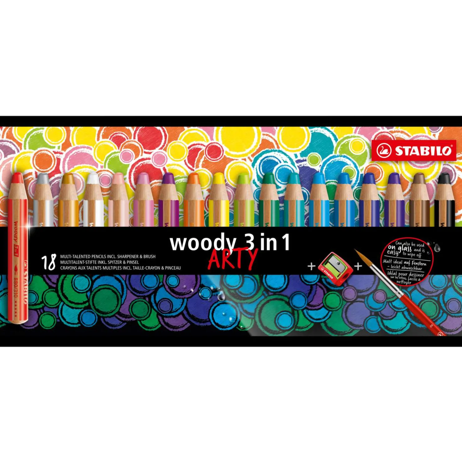 Stabilo - Woody 3 in 1, Set con pennello e temperino