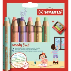 Stabilo - Woody 3 in 1, Set matite in tonalità pastello