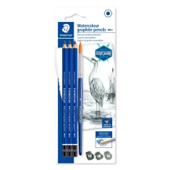 Staedtler - Mars Lumograph Aquarell 100A, Set di 3 matite acquerellabili