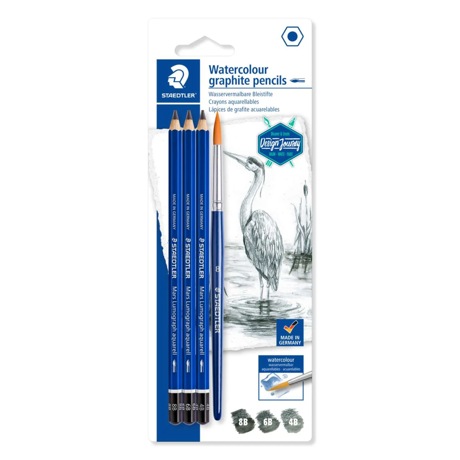 Staedtler - Mars Lumograph Aquarell 100A, Set di 3 matite acquerellabili