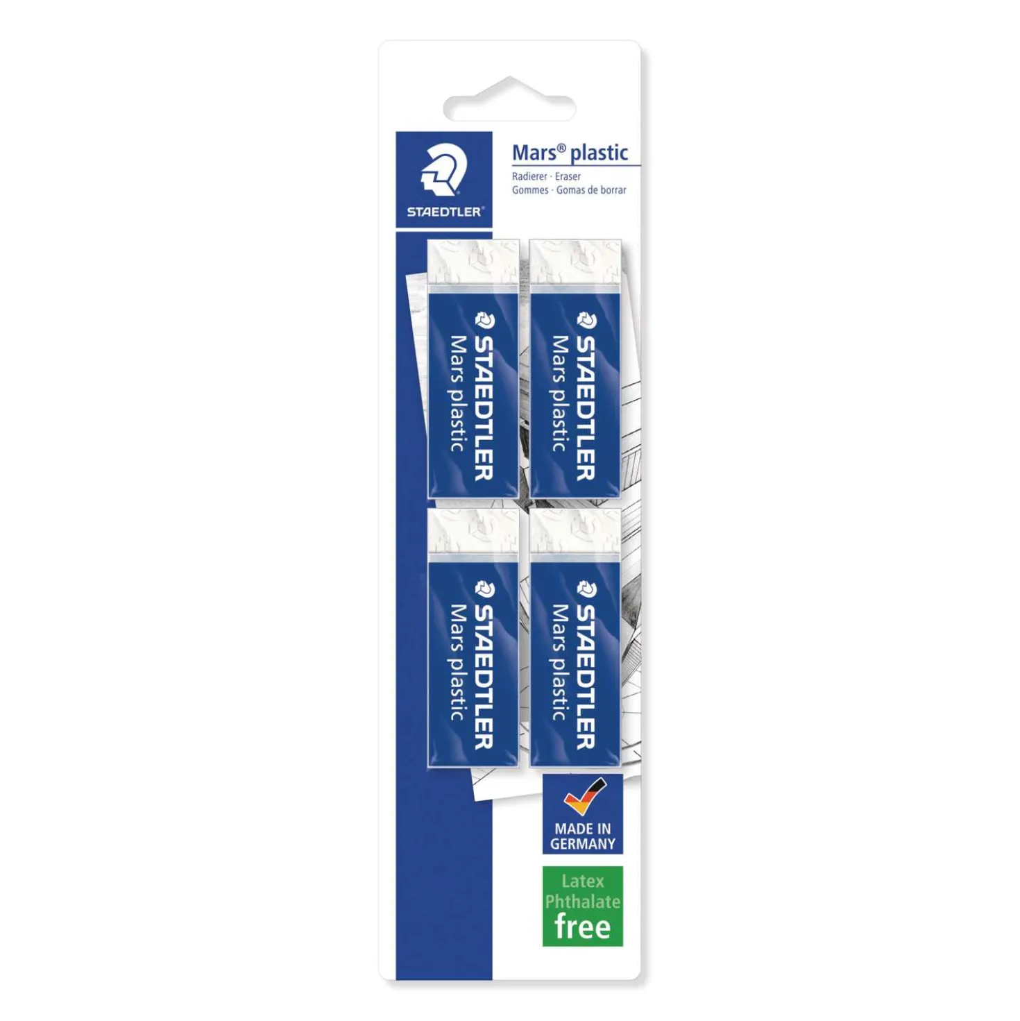 Staedtler - Mars plastic, Set di 4 gomme per cancellare