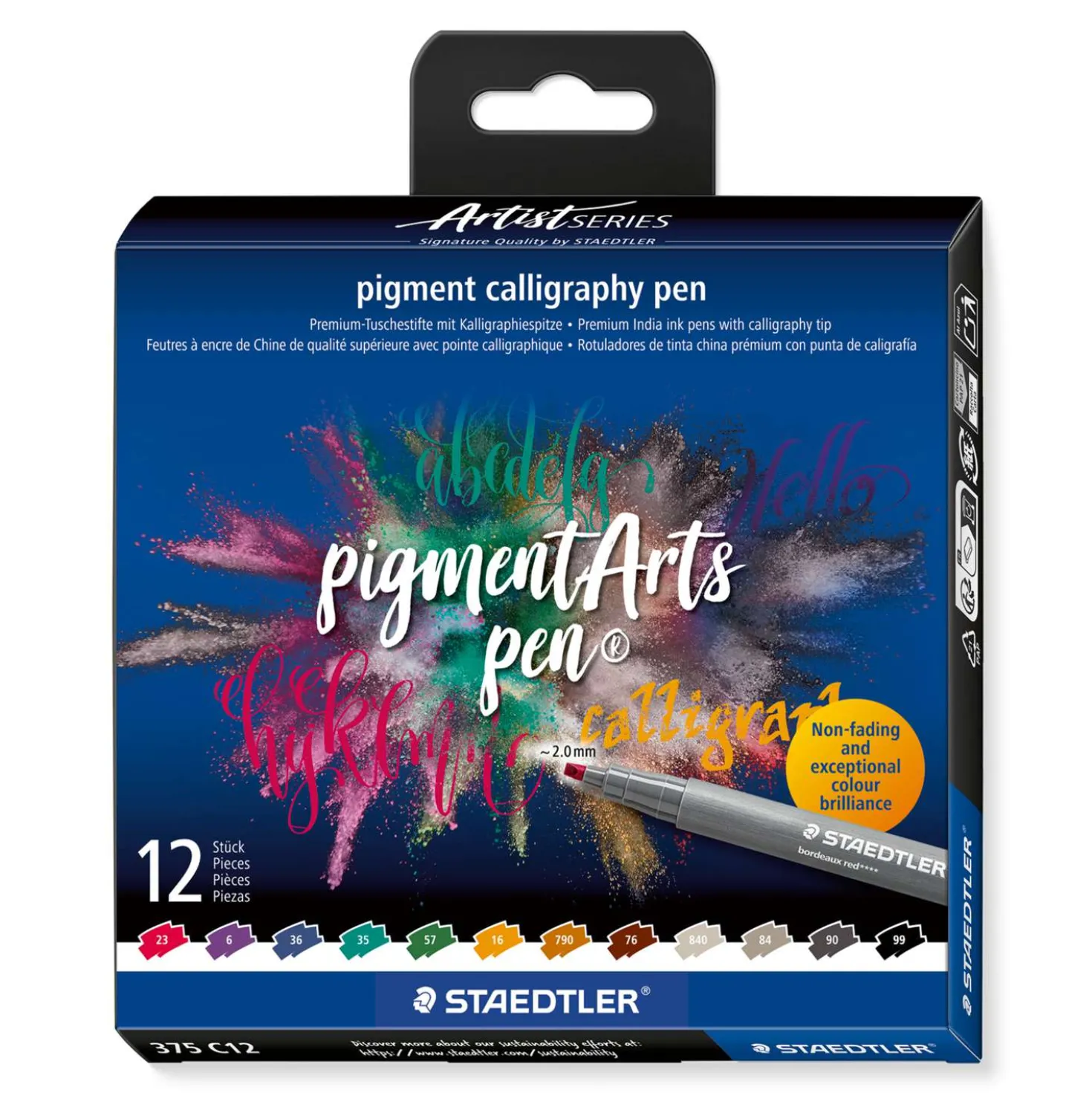 Staedtler - Pigment Arts Pen, Set da 12 Calligraphy Pen 375