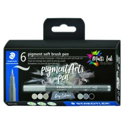 Staedtler - Pigment Arts Pen, Set da 6 Pigment Soft Brush Pen 372