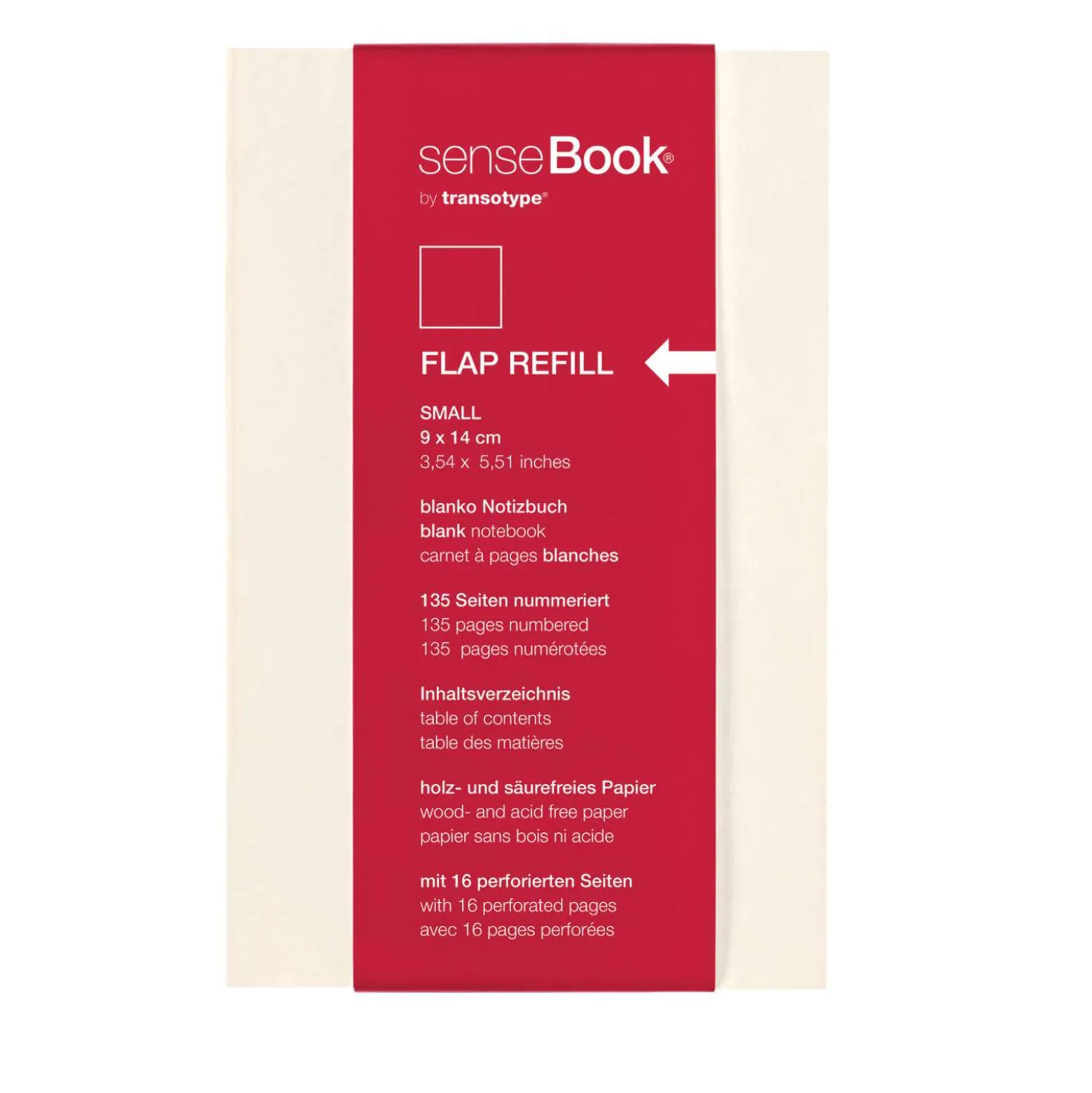 transotype - senseBook Flap Refill, Pagine bianche