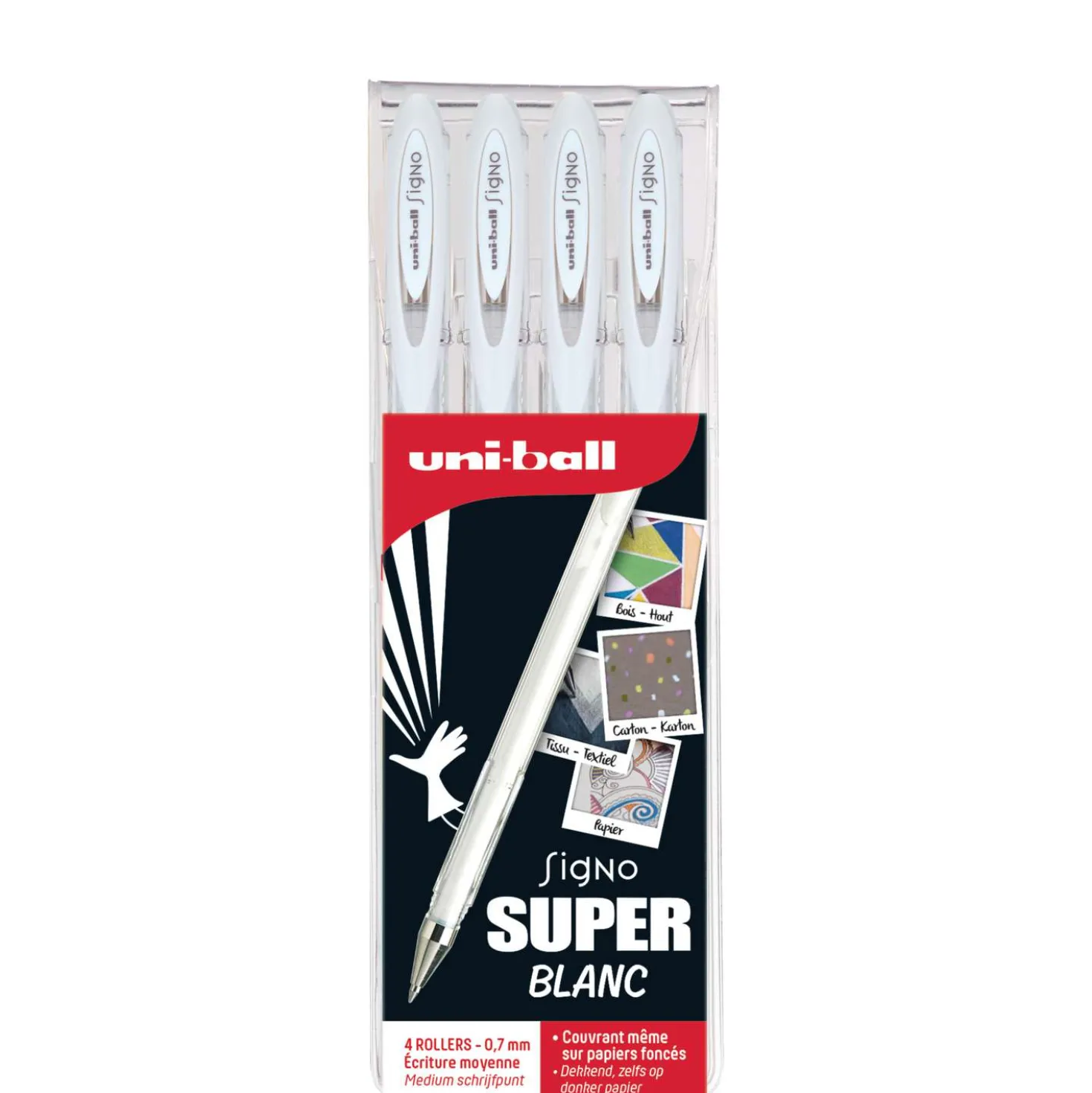Uni Ball - Signo UM120AC, Set di 4 penne gel bianche