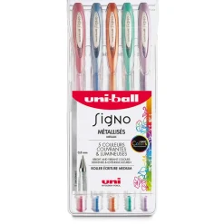 Uni Ball - Signo UM120NM/5, Set di penne gel metallizzate