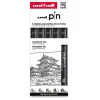 Uni Ball - Uni Pin, Set di 5 fineliner per disegno e scrittura
